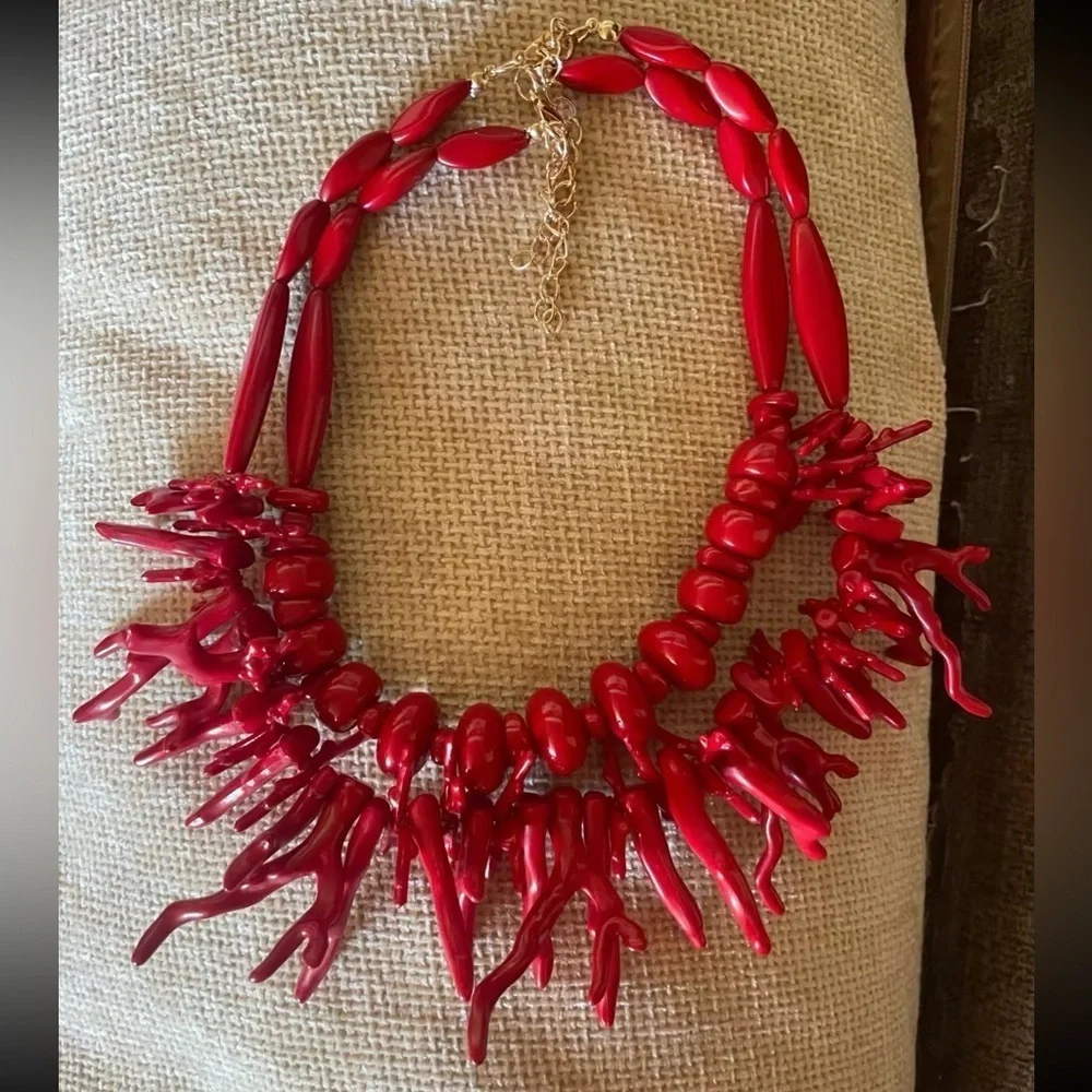 Red Coral Statement Necklace